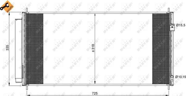 Радиатор кондиционера (конденсатор) NRF (алюминий). Артикул 35943
