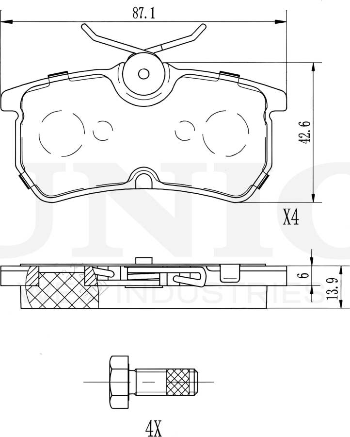 Колодки тормозные дисковые, комплект (Unio). Артикул BRP-20217