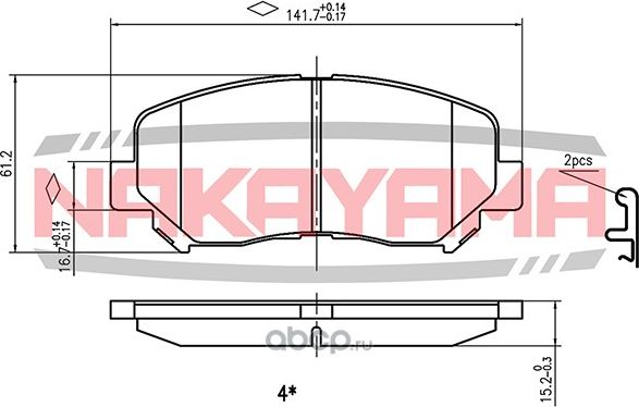 Колодки тормозные передние (Nakayama). Артикул HP8522NY