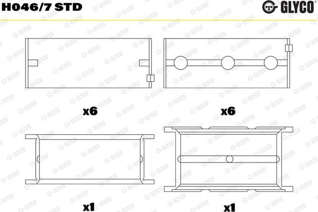 Вкладыши коренные Glyco для Volvo S90 I 1997-1998. Артикул H046/7 STD