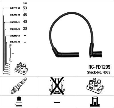 Высоковольтные провода (провода зажигания) (комплект) NGK. Артикул 4063