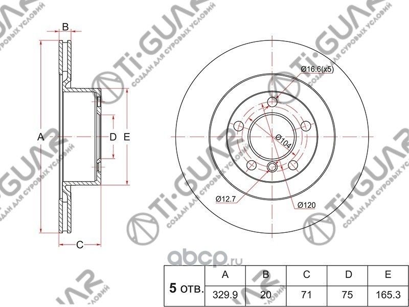 Диск тормозной (TI-Guar). Артикул TG34206868936