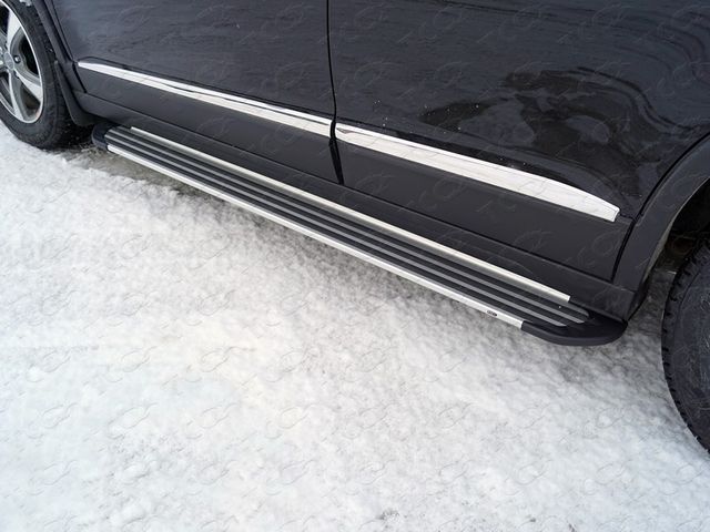 Пороги алюминиевые ТСС Slim Line Silver 1720 мм для Haval H6 2015-2026. Артикул HAVH615-20S