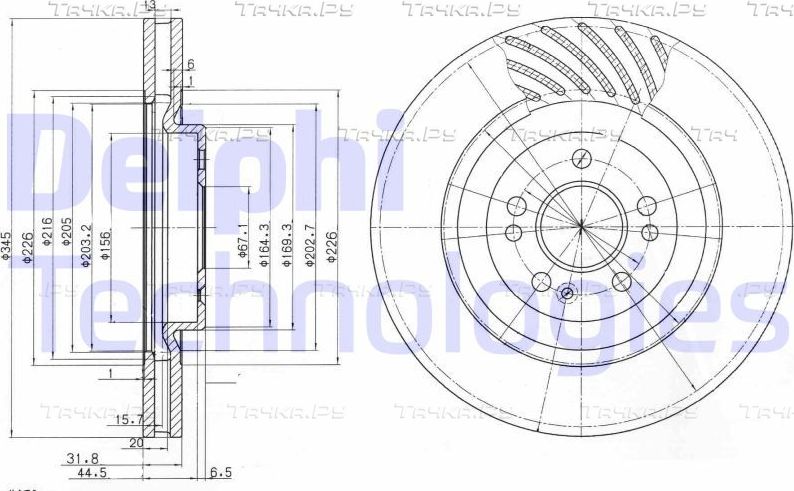 Тормозной диск Delphi. Артикул BG9759