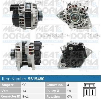 Генератор Meat & Doria для Hyundai Elantra III (XD) 2000-2006. Артикул 5515480