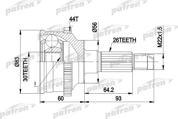 Шрус наружный (граната) Patron. Артикул PCV1304A