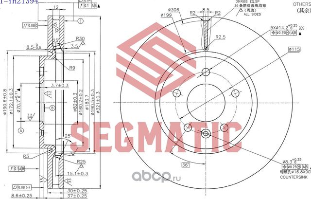 ДИСК ТОРМОЗНОЙ (Segmatic). Артикул SBD30093381