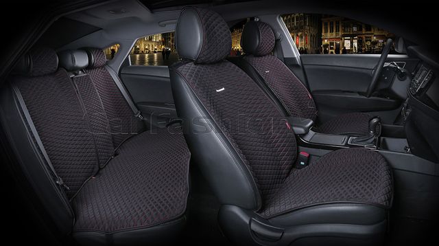 Накидки универсальные CarFashion Palermo Plus для авто, цвет Черный/Красный. Артикул 21763