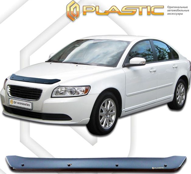 Дефлектор СА Пластик для капота (Classic черный) Volvo S40 II 2004-2012. Артикул 2010010112325