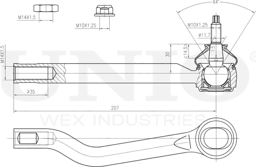 Наконечник рулевой тяги (Unio). Артикул SSP-10158