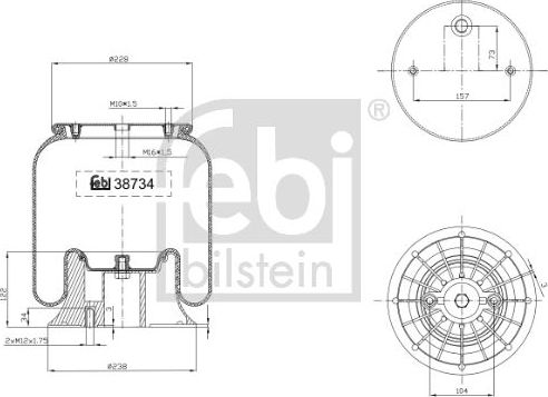 Пневмоподушка (пневморессора) Febi Bilstein задняя правая/левая для Scania P 2017-2026. Артикул 38734
