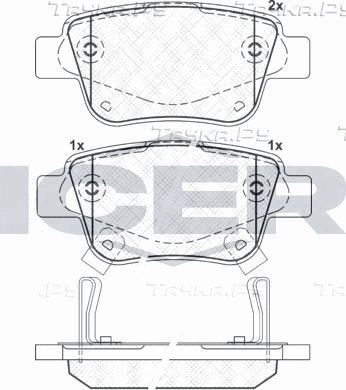 Тормозные колодки Icer задние для Toyota Alphard II 2008-2014. Артикул 181688