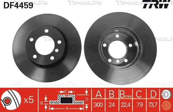 Тормозной диск TRW передний для BMW 1 I (E82/E88) 2007-2013. Артикул DF4459