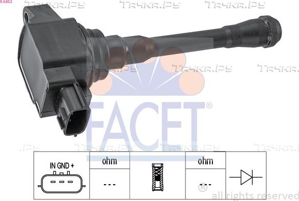 Катушка зажигания Facet OE Equivalent для Infiniti FX II (S51) 2008-2013. Артикул 9.6452