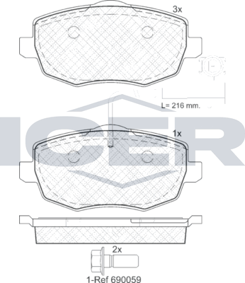 Тормозные колодки Icer для Lancia Ypsilon II (Type 843) 2003-2011. Артикул 181845