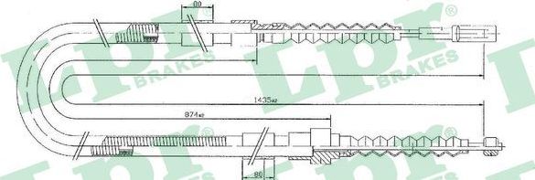 Трос ручника (тросик ручного тормоза) LPR правый/левый для Audi 100 III (C3) 1982-1990. Артикул C0031B