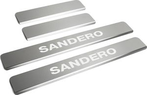 Накладки Rival на пороги (с надписью) для Renault Sandero Stepway II 2014-2018 2018-2025. Артикул NP.4702.3