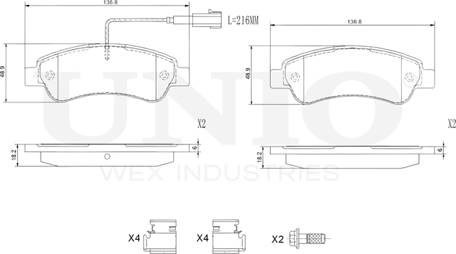 Колодки тормозные дисковые, комплект (Unio). Артикул BRP-20174