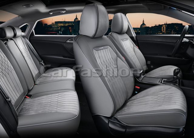 Чехлы универсальные каркасные CarFashion 5D Gothic Plus на сидения авто, цвет Темно-серый/Темно-серый/Серый. Артикул 27292