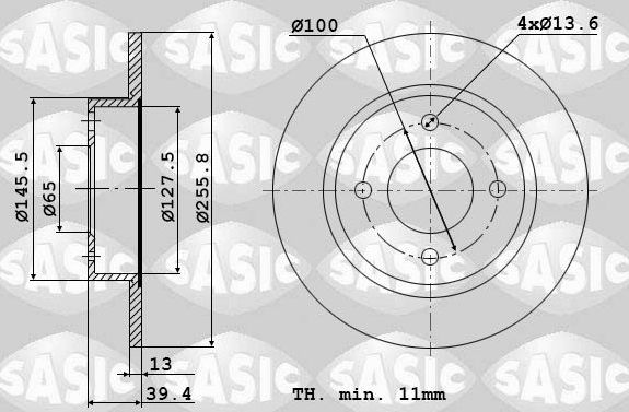 Тормозной диск Sasic передний для SEAT Inca I 1995-2003. Артикул 9004447J