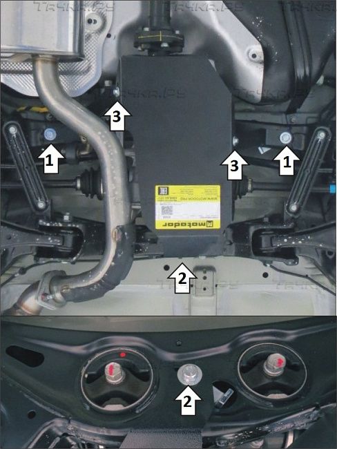 Защита Мотодор для заднего дифференциала Kia Sorento II рестайлинг 2012-2020. Артикул 01035