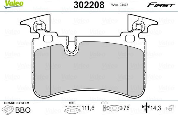 Тормозные колодки Valeo First. Артикул 302208