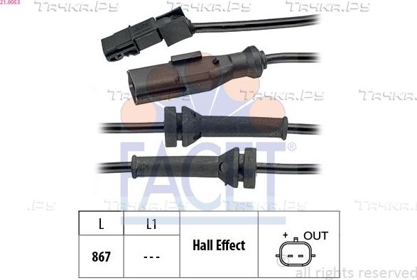 Датчик ABS Facet Made in Italy - OE Equivalent задний правый/левый для Renault Megane II 2002-2010. Артикул 21.0053