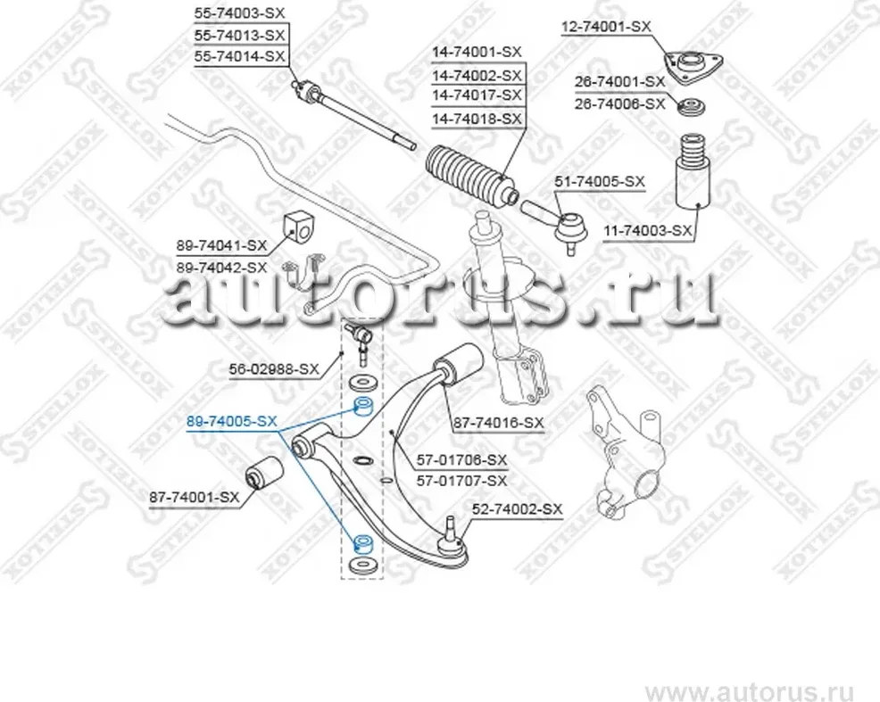 89-74005-SX_ВТУЛКА ТЯГИ СТАБИЛИЗАТОРА!/ NISSAN SUNNY <95/PRIMERA W10 90-98/PATROL 87> (Stellox). Артикул 8974005SX 