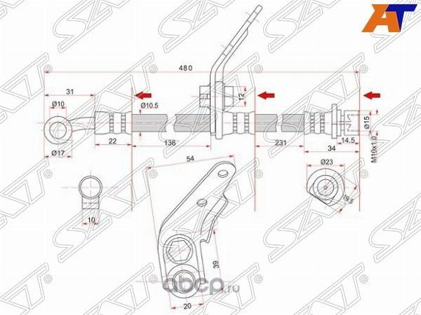 Шланг тормозной передний Таиланд HONDA ACCORD 02 (SAT). Артикул ST01465SDAA01