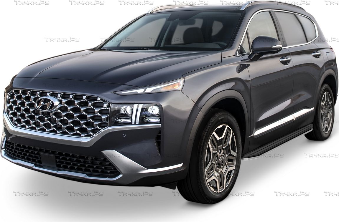 Пороги алюминиевые Rival Premium для Hyundai Santa Fe IV рестайлинг 2021-2026. Артикул A180ALP.2312.1