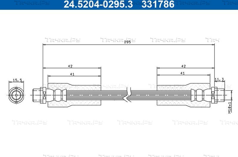 Тормозной шланг ATE передний для Volkswagen Passat B5 1996-2005. Артикул 24.5204-0295.3