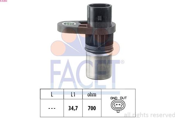 Датчик положения коленвала Facet Made in Italy - OE Equivalent. Артикул 9.0292