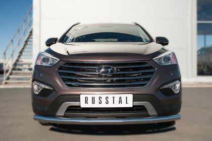 Защита RusStal переднего бампера d63 (секции) для Hyundai Grand Santa Fe 2014-2016. Артикул HSFZ-002004