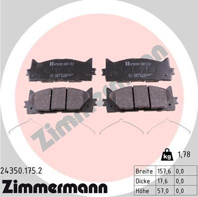 Тормозные колодки Zimmermann. Артикул 24350.175.2