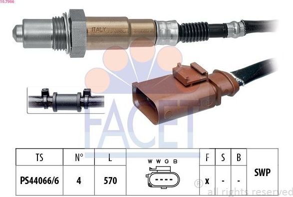 Лямбда-зонд (кислородный датчик) Facet Made in Italy - OE Equivalent. Артикул 10.7966