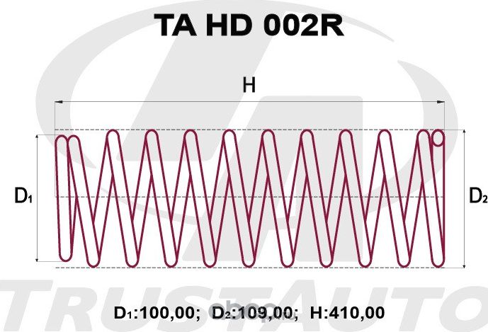 ПРУЖИНА ПОДВЕСКИ УСИЛЕННАЯ (Trustauto). Артикул TAHD002R