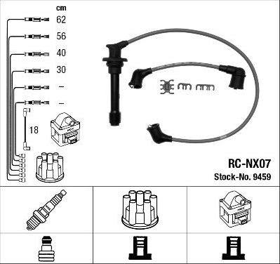 Высоковольтные провода (провода зажигания) (комплект) NGK для Nissan Vanette III 1996-2001. Артикул 9459
