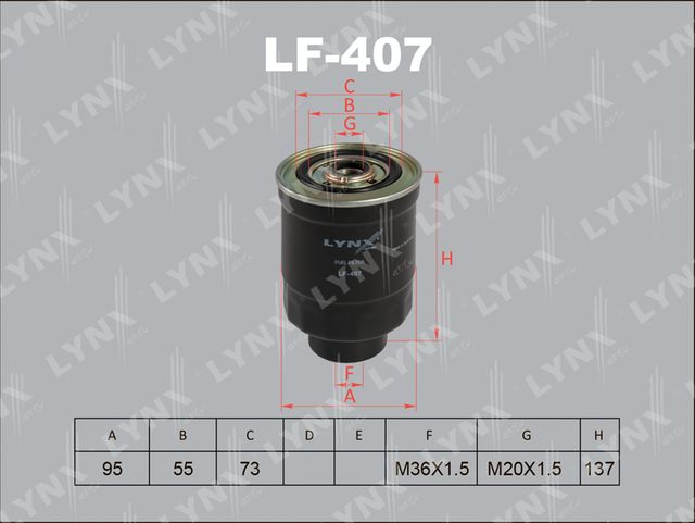 Топливный фильтр LYNXauto для Mitsubishi Pajero III 2001-2006. Артикул LF-407