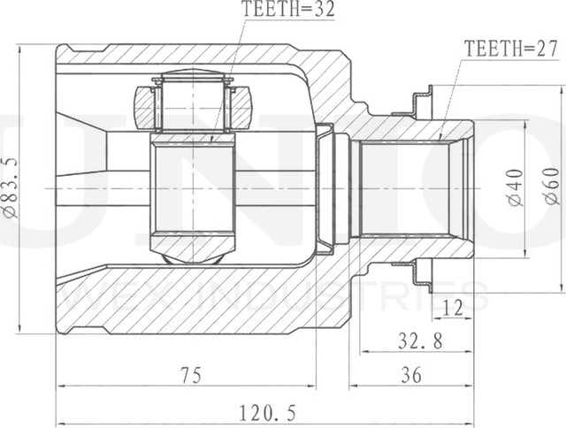ШРУС внутренний (Unio). Артикул CVJ-30042