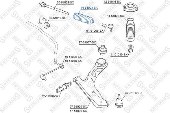 Пыльник рулевой рейки Stellox. Артикул 14-51003-SX