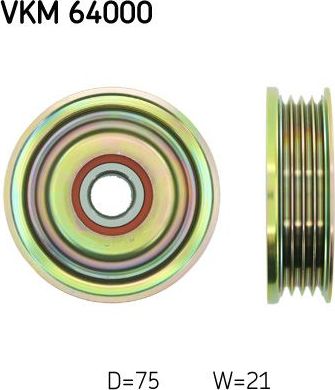 Направляющий (ведущий) ролик приводного поликлинового ремня SKF для Mazda 121 III 1996-1999. Артикул VKM 64000