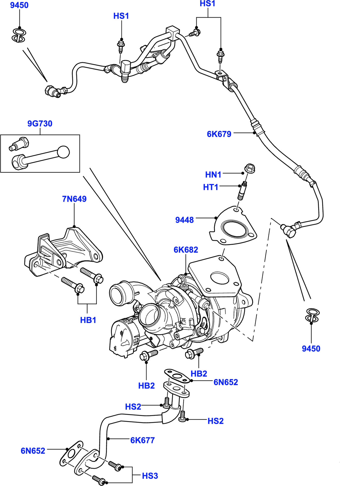 Турбина (турбокомпрессор) Land Rover. Артикул LR004038