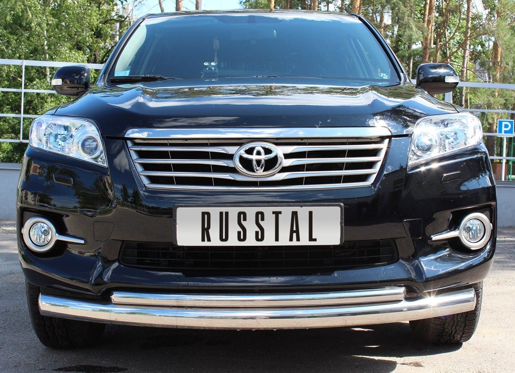 Защита RusStal переднего бампера d76/42 (дуга) для Toyota RAV4 III (обычная база) 2010-2012. Артикул TRZ-100502