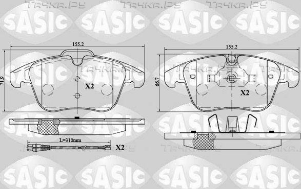Тормозные колодки Sasic передние для Citroen C5 II 2008-2017. Артикул 6210039