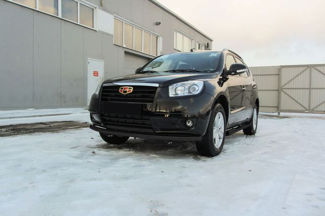 Защита Slitkoff переднего бампера d57 радиусная для Geely Emgrand X7 рестайлинг 2016-2026 Черная. Артикул z