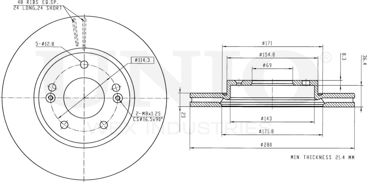 Диск тормозной (Unio). Артикул BRD-20044