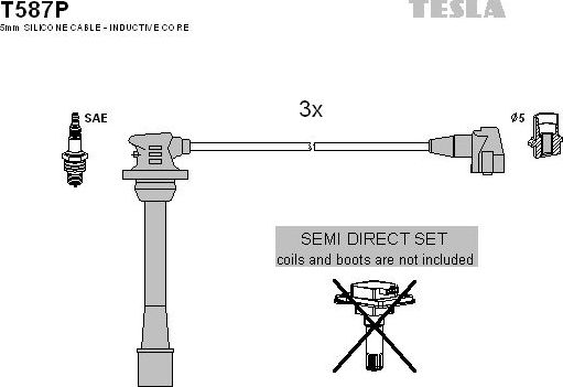 Высоковольтные провода (провода зажигания) (комплект) Tesla. Артикул T587P