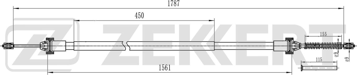 Трос ручника (тросик ручного тормоза) Zekkert. Артикул BZ-1229