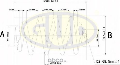 Пружина подвески G.U.D. задняя для Renault Clio II 1998-2013. Артикул GCS272914
