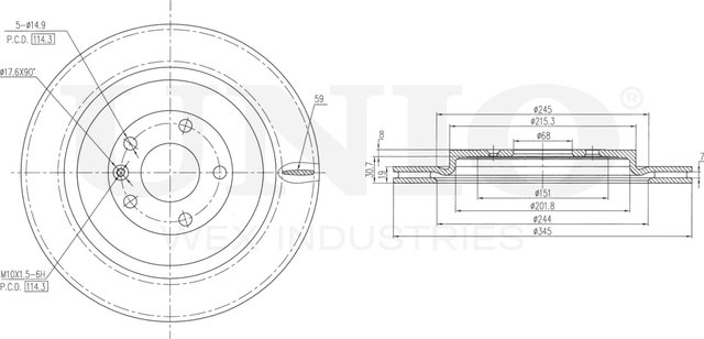 Диск тормозной (Unio). Артикул BRD-20240